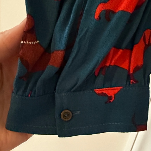 Anthropologie Dachshund Print Doxie Dog Lover Belted Long Sleeve Shirt Dress - Picture 4 of 7